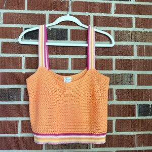 Blue Rain Orange and Pink Crochet Tank Top
